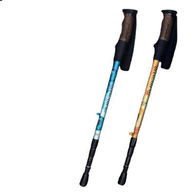 China 7075 Aluminum Cork + EVA Outdoor Trekking Pole Ultralight Shock Absorber 4 Telescopic Walking Cane for sale