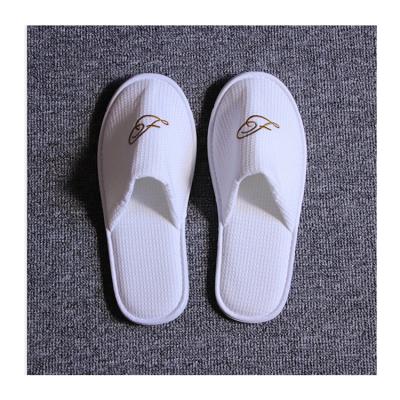 China Newest Plush Wholesale Promotion Style White Luxury Terry Waffle Hotel Slippers for sale