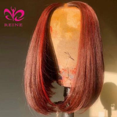 China STRAIGHT 180% 99J Burgundy 4*4 Closure Colored Wigs Brazilian Human Hair Wigs For Women Short Bob Wig Lace Closure Hair Bob for sale