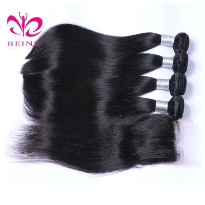 China Cuticle Aligned QUEEN HAIR Wholesale Unprocessed Virgin Brazilian Hair Raw Silky Straight Hair Bundles With Closure for sale