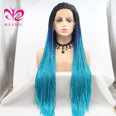 China Afro Glueless Wig Synthetic Fiber Braided Braid Wig Long Ombre Hair Wigs For Black Women for sale