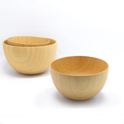 China Environmentally Friendly Handmade Lacquerless Kids Baby Sustainable Japanese Style Jujube Bowl Solid Wood Serving Soup Bowl for sale