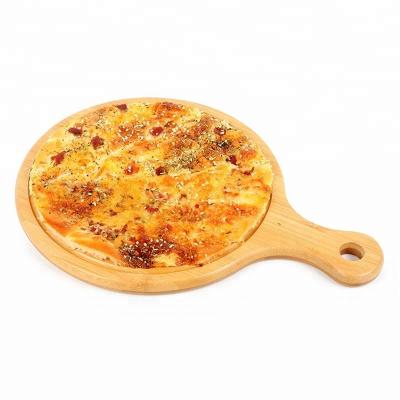 China Sustainable Bamboo Wooden Pizza Skin Paddle Organic Bamboo Pizza Spatula Cutting Board with Handle for Pizzas Bread Cheese Serving Tray for sale