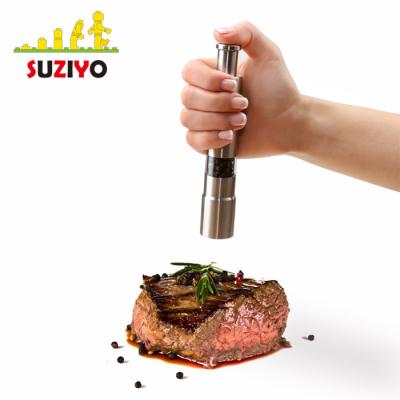 China Sustainable Manual Hand Press Stainless Steel Mini Pepper Mill Salt and Pepper Grinder for sale