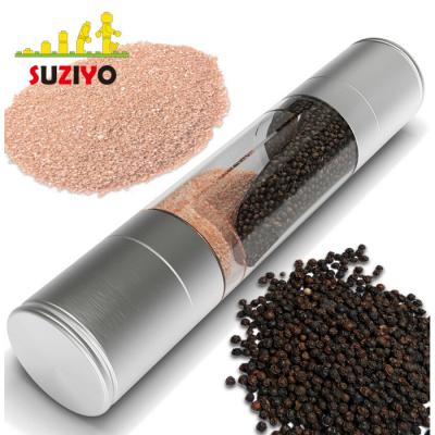 China Durable Manual Dual Head Salt Pepper Grinder Stainless Steel Seasoning Pepper Mill for sale