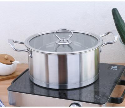 China Sustainable Wholesale Hot Sale Stainless Steel Tools Soup Cooking Pot With Transparent Glass Lid for sale