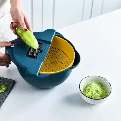 China Viable 2 in 1 Multifunctional Vegetable Fruit Shredder Grater Slicer Kitchen Cutter With Drain Basket for sale