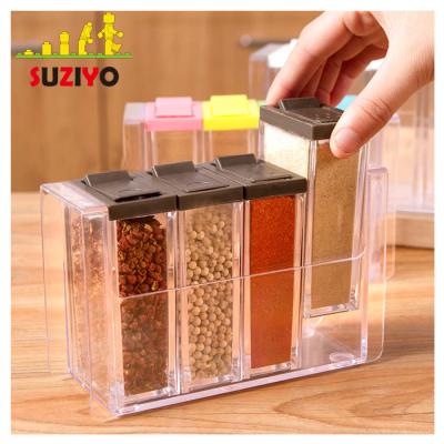 China 1 Spice Clear Rectangular Plastic Jars With Lid for sale