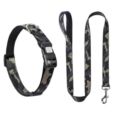 China Custom Dogs Dog Collars Pet Accessories Military Army Style Nylon Camouflage Adjustable Pet Training Dog Collars And Leashes Set for sale