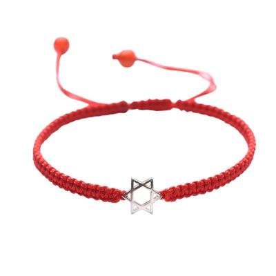 China FASHIONABLE Simple Silvery Six-pointed Red Star 925 String Handwoven Bracelet For Women for sale