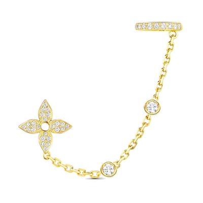 China FASHIONABLE Tide Brand Four Leaf Clover Buckle Diamond Jewelry Long Drop Dangle Earrings for sale