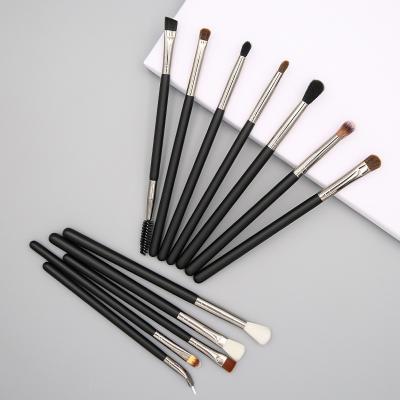 China Angular Blush Full Set of Wooden Handle Eyeshadow Brush Beauty Tool 12 Handle Beginner Facial Brush Pole Long Eye Brushes for sale