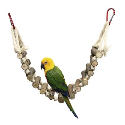 China Parrot Cross Ladders Bird Toys Parrot Log Hanging Bridge Ladders Cotton Rope Soft Natural Leather Viable Bridge Ladders for sale