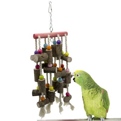 China Big Parrot Toys Bird Log Chew Toy Cotton Viable Oversized Log Rope Sharp Hanging Twine String for sale