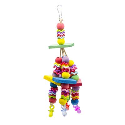 China Viable Wave Colorful Acrylic Pacifier Beads Toys Parrot Safety String Hanging Bird Chewing Toy String Nibble Climbing Decoration for sale