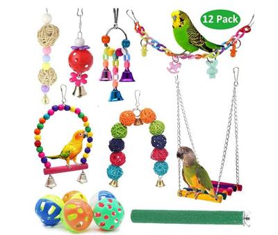 China 13 Viable Cages Bird Parrot Toys, Bird Toys Parrot Swing Toys, Hammock Chewing Bell Hanging Pet Birds Cage Toys For Small Animal for sale