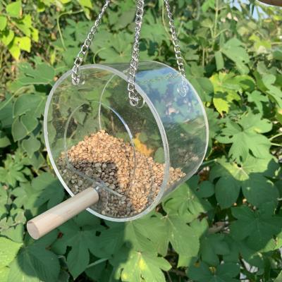 China Good Quality Bird Round Parrot Bird Feeder Anti-sprinkling Acrylic Outdoor Viable Food Hanging Box Bird Feeder for sale