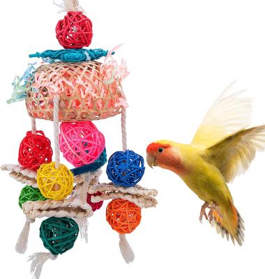 China Viable Small Parrot Chewing Toys Bird Foraging Shredder Toy Parrot Cage Foraging Hanging Toy For Cockatiel Conure Gray African Amazon for sale