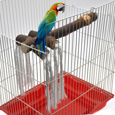 China Viable parrot plays log with leather support bar with natural cotton rope support bar shape support bar parrot grinding its LEGS and mouth for sale