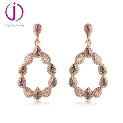 China 925 Sterling Silver Unique Jewelry Fashion Color CZ Stone Drop Earrings For Women for sale