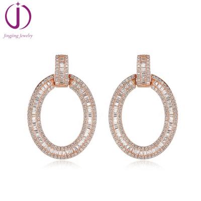 China CLASSIC Silver Dangle Earring Cubic Zirconia Baguette Fashion Earrings Jewelry Sets For Women for sale