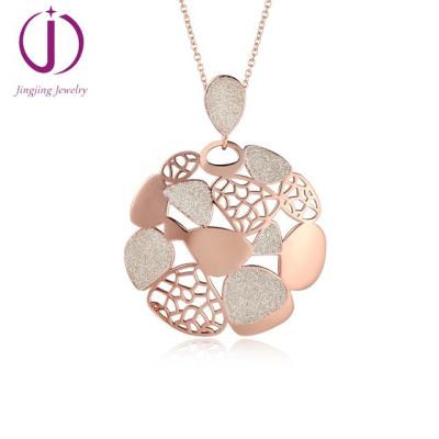 China China Guangzhou Manufacturer Wholesale 18k Rose Gold Necklace Micro Circle Pendant Pave Sparkle Pendant Necklace for sale