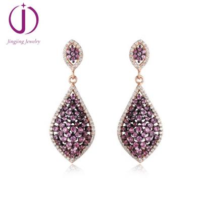 China China supplier 925 sterling silver cubic zirconiaamethyst charm drop earring for women for sale