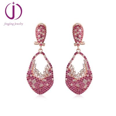 China Silver Ready To Ship Handmade Fashion Earrings Gemstone Pink Diamond Drop Earring for sale