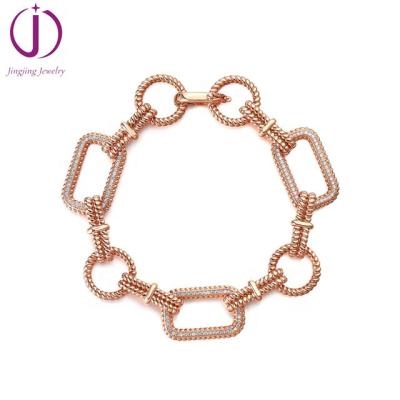 China Fashional Jewelry Simple Design CLASSIC Link Bracelet in Rose Gold Plated for sale