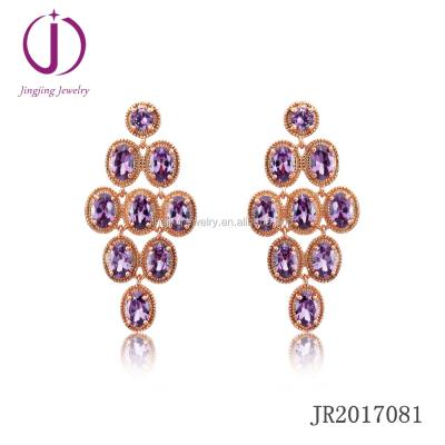 China 2018 valentine's gift fashion silver chandelier earring designs new model earrings with 925 silver amethyst for sale