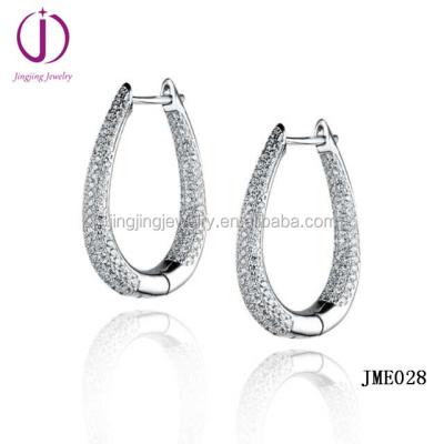 China China Bling Jewelry Vintage Guangzhou Maker Pave CZ Huggie Circle Earrings for sale