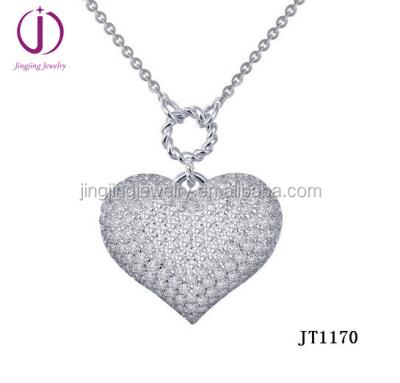 China China Korea Supplier Wholesale 925 Sterling Silver Micro Pave Set CZ Heart Shape Pendant Guangzhou Manufacturer for sale