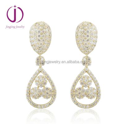 China Guangzhou Manufacturer Of China 18K Gold Plating With CZ Micro Paving Brass Drop Earring for sale