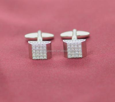 China Novelty Gift Luxury 925 Sterling Silver Cufflink Jewelry With Zircon Paved Cufflink For Men for sale