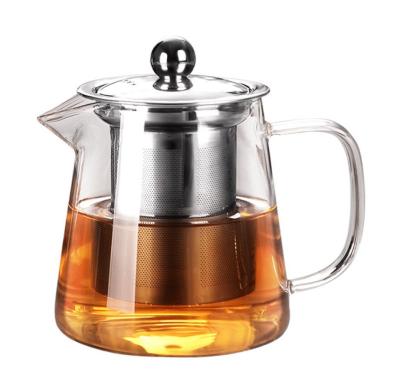 China Sustainable Popular Style Borosilicate Glass Filtert Stainless Teapot for sale