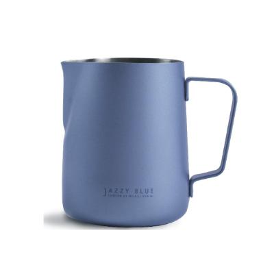 China Viable Blue Latte Art Cup Milk Jug Milk Frothing Cup Coffee Pot Pitcher for sale