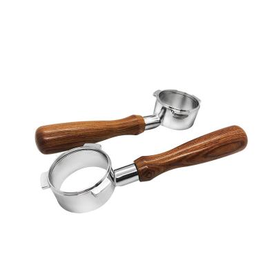 China Contemporary 53mm 3 Ears Stainless Steel Coffee Portafilter With Wooden Handle Coffee Tools for sale