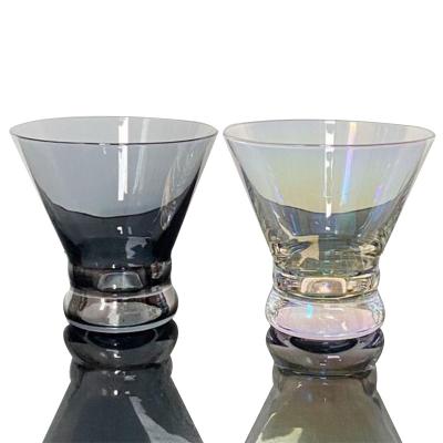 China Crystal Colorful Footless Cocktail Glass Disposable Plated Martini Cup Ice Cream Cup for sale