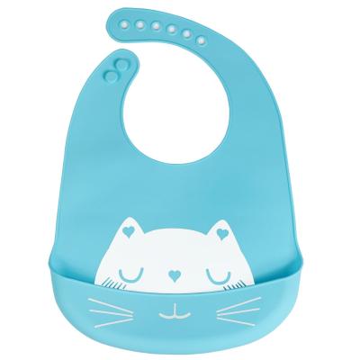 China Washable Custom BPA Free Soft Waterproof Food Grade Silicone Baby Bib With Opening Food Catcher for sale