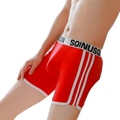 China Breathable cotton extended sports long legs anti-light men boxers loose briefs four-corner extended mens underwear boyshort for sale