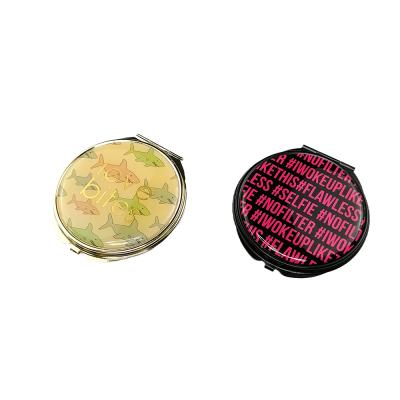 China Round Makeup Mirror Pocket Travel Handheld Magnifying Makeup Mirror Magnifying Compact Cosmetic Mirror for sale