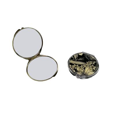 China Magnifying Floral Pocket Mirrors Retro Vintage Makeup Mirrors Flowers Folding Compact Portable Magnifying Cosmetic Mirror for sale