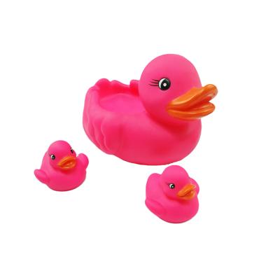 China Large Eco-Friendly Preschool Bath Toys Tub Floating Squeaky Duckies Gift for Baby Shower Infants Kids Bath Red Rubber Ducks Toys for sale