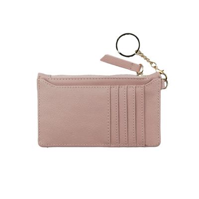 China Vintage Women's Wallet RFID Blocking Multi Card Case Bag With Zipper Pocket Pink Card Holder Wallet for sale