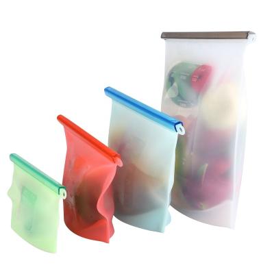 China Minimalist Food Grade Silicone Bags In Crisper Bags Food Container Food Pack Plastic Pouches Single Reusable Rectangle Support 3 Wire BXC02 for sale