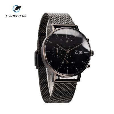 China Professional Black Fancy Design Japan Movt Auto Date Waterproof Stainless Steel Quartz Watch for sale