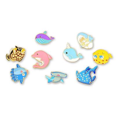 China All Around The World Cute Fish And Dolphin Soft Enamel Pin Badges for sale