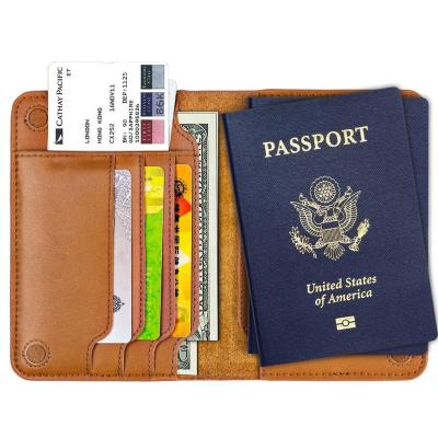 China Vintage Top Grade Genuine Leather Travel Wallet Passport Holders With Magnet for sale