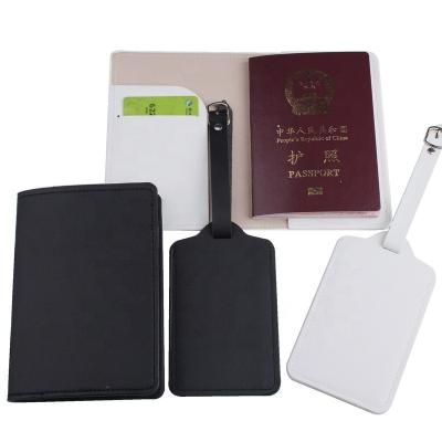 China Vintage Blank Logo Pu Leather Passport Holder Custom Gift Set Passport Cover And Luggage Tag for sale