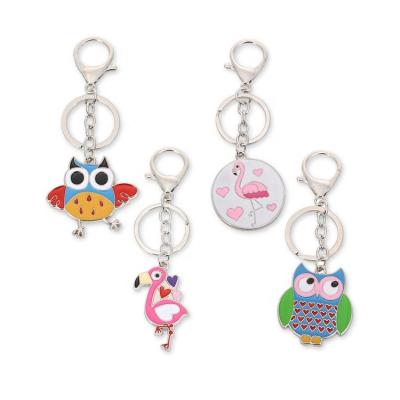 China Metal Owl And Flamingo Metal Keychain Running for sale